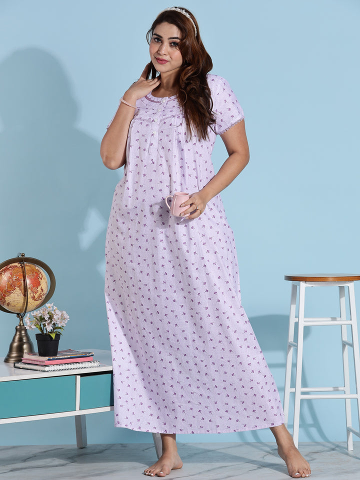 Light Purple Branded Pure Cotton Nighty for Women 