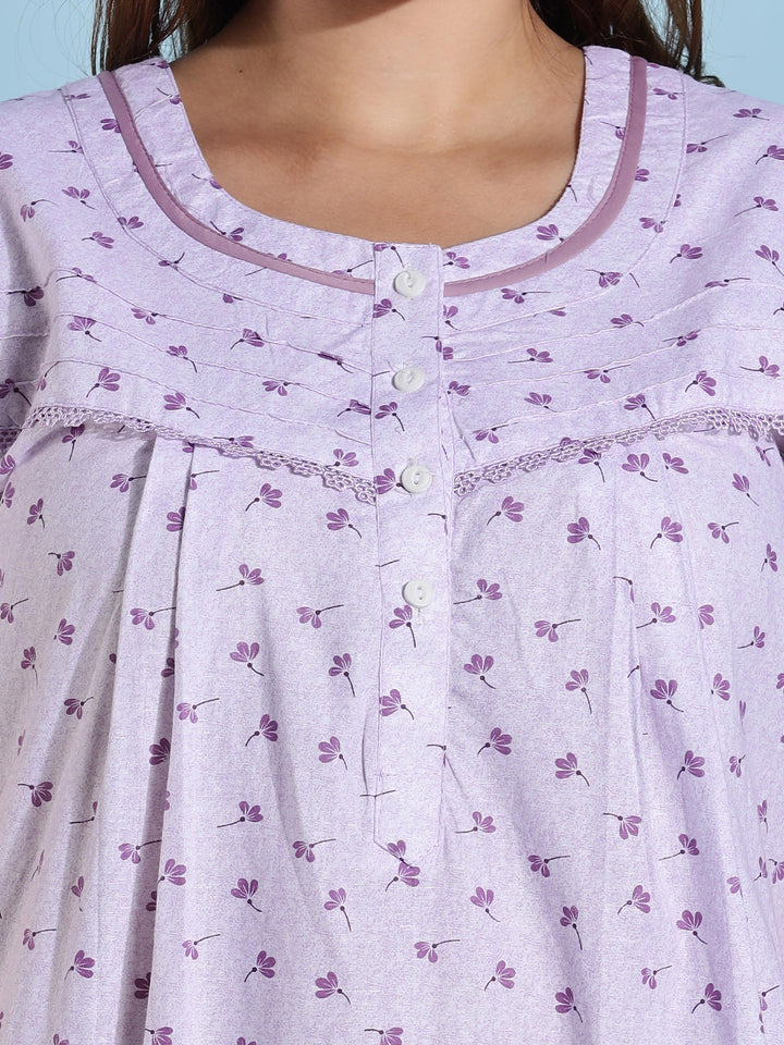 Light Purple Branded Pure Cotton Nighty for Women 