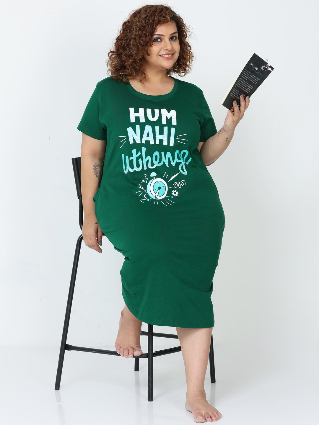 Comfy soft cotton loose fit short nighty for women