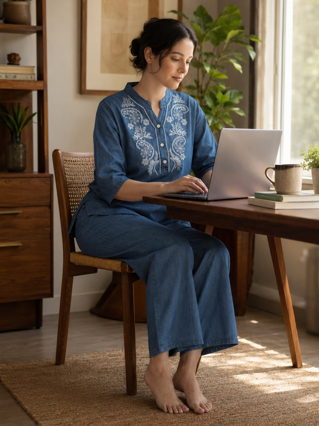 Pure cotton denim wash co ord set for women online