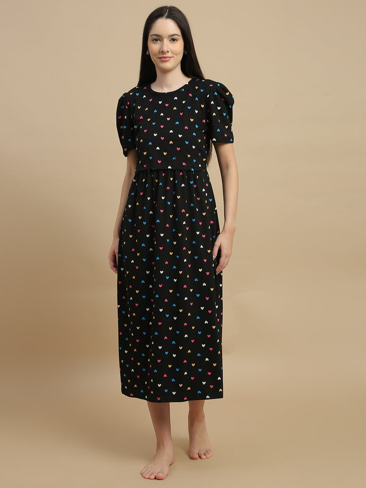 Black sweetheart feeding friendly maternity nighty online