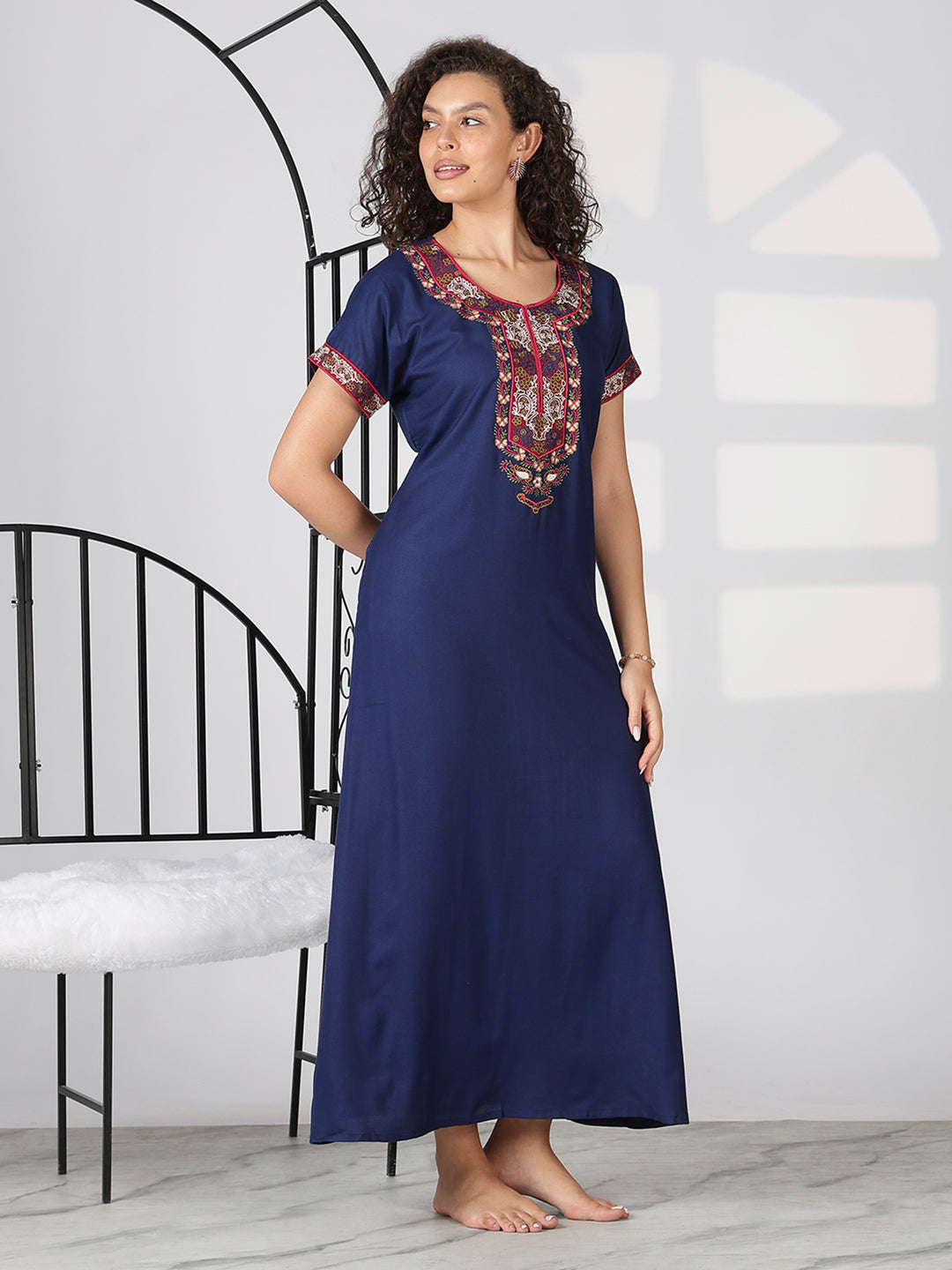 Alpine midnight blue heritage designer nighty for women