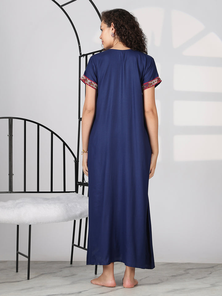 Alpine midnight blue heritage designer nighty for women