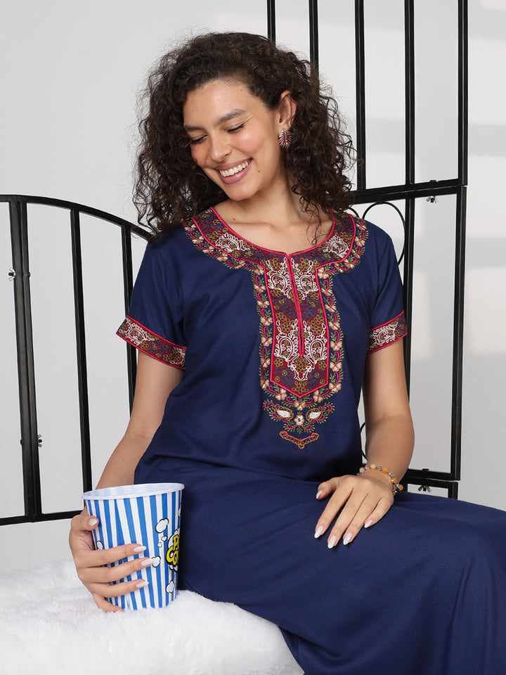 Alpine midnight blue heritage designer nighty for women