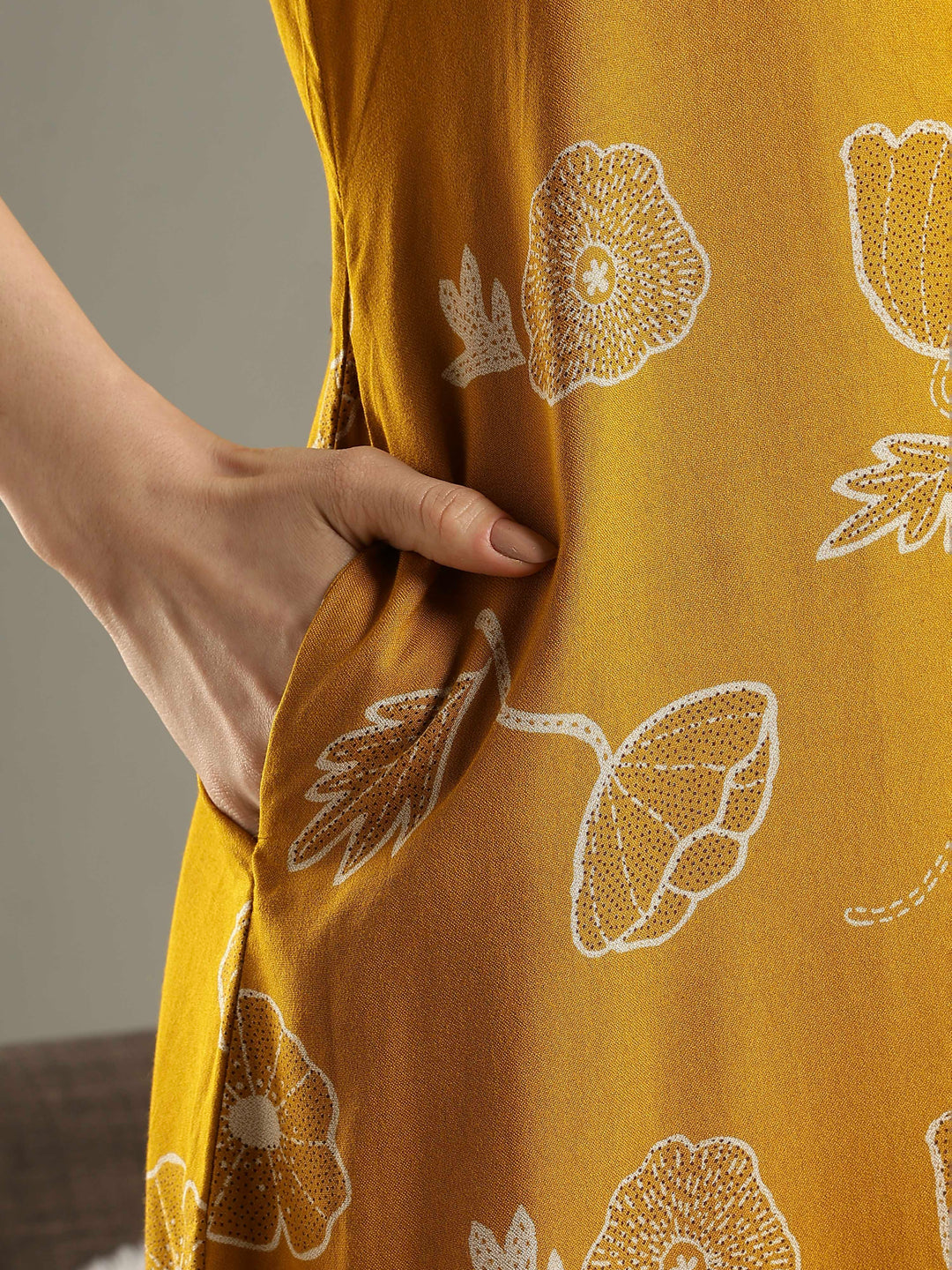 Daisy mustard alpine floral front open nighty for women