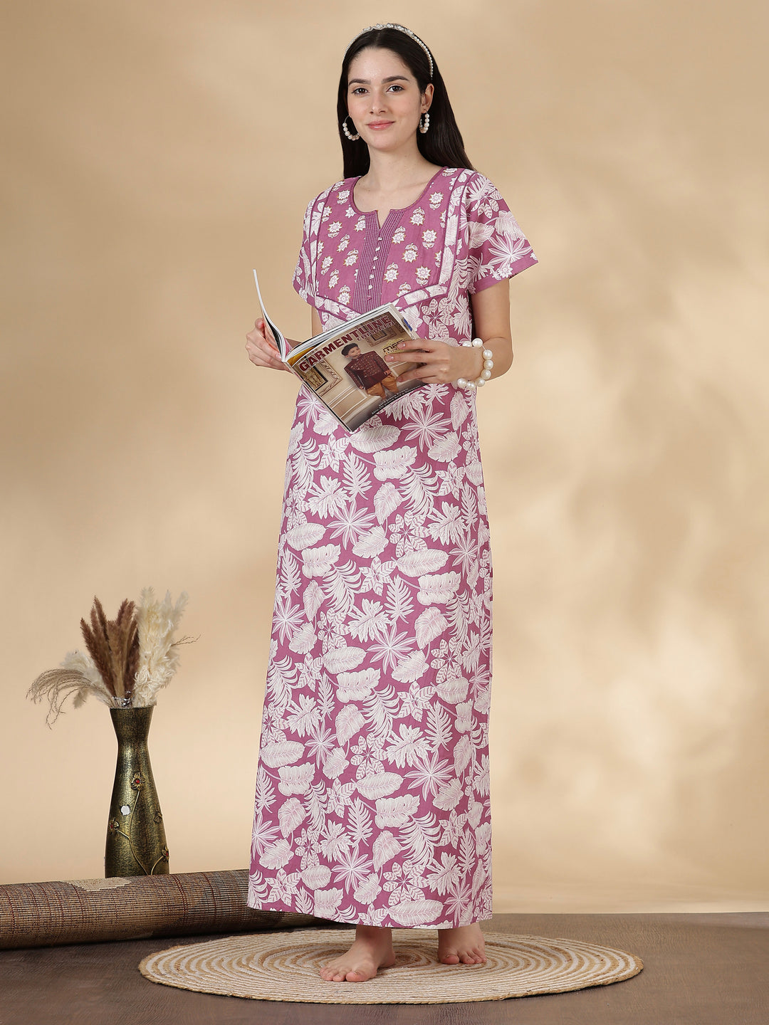 Pure cotton nightwear for summer with pocket