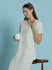 Pure Cotton Chikankari A Line Nighty with Side Pocket