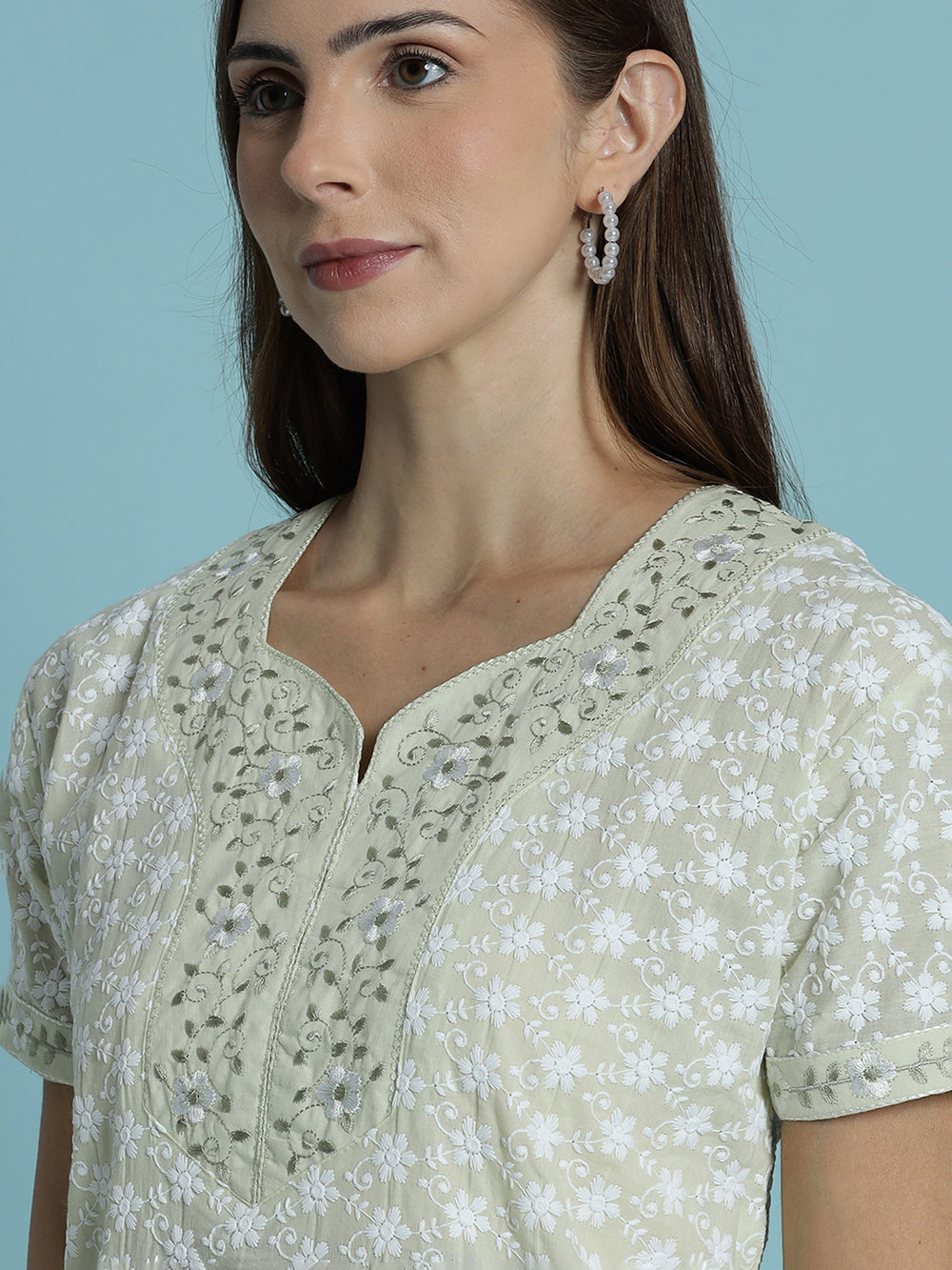 Premium pure cotton off white nighty for women