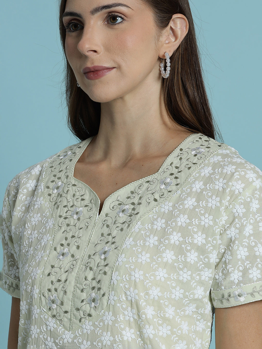 Premium pure cotton off white nighty for women