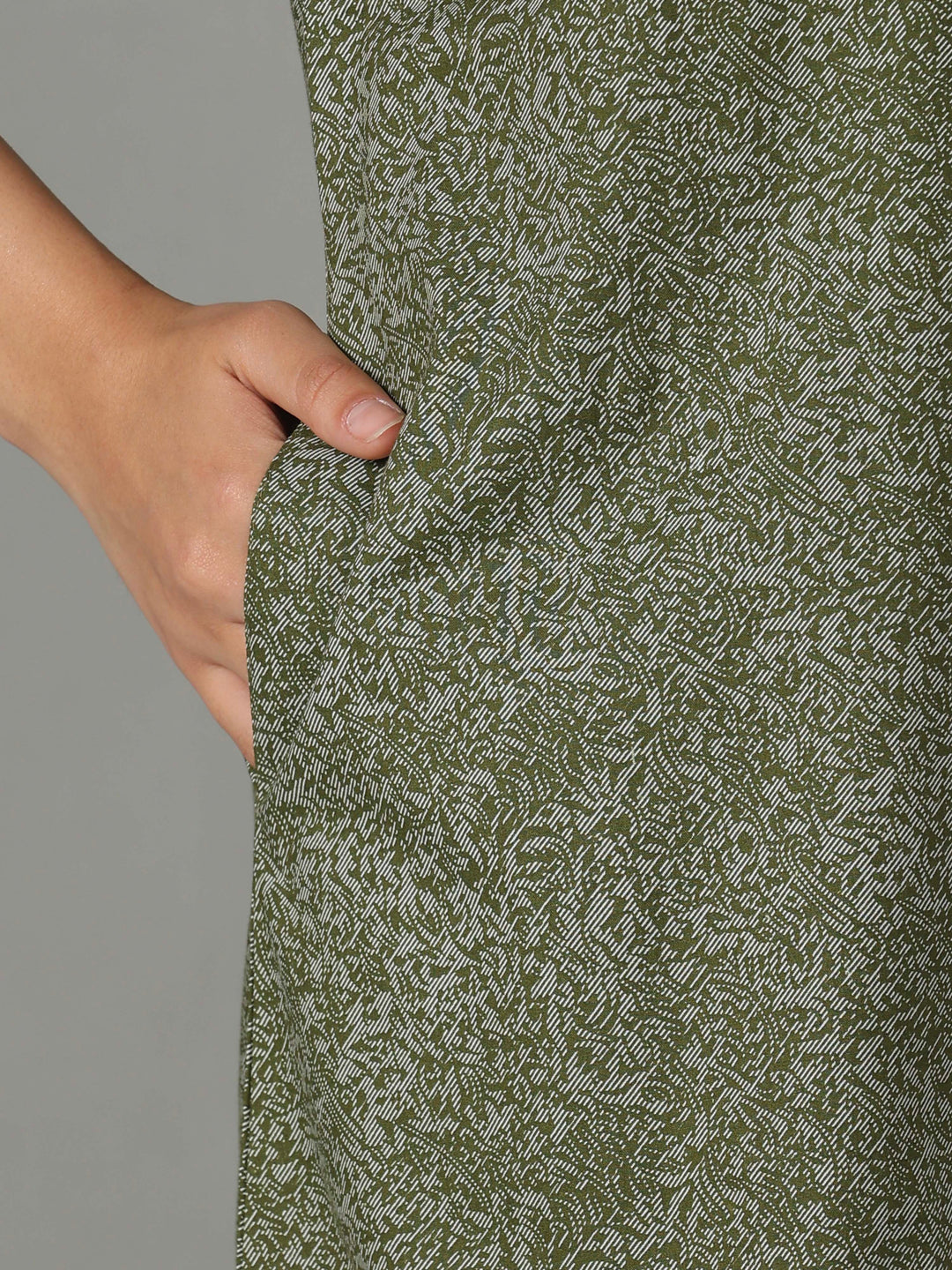 Olive floral embroidery cotton nighty dress for women