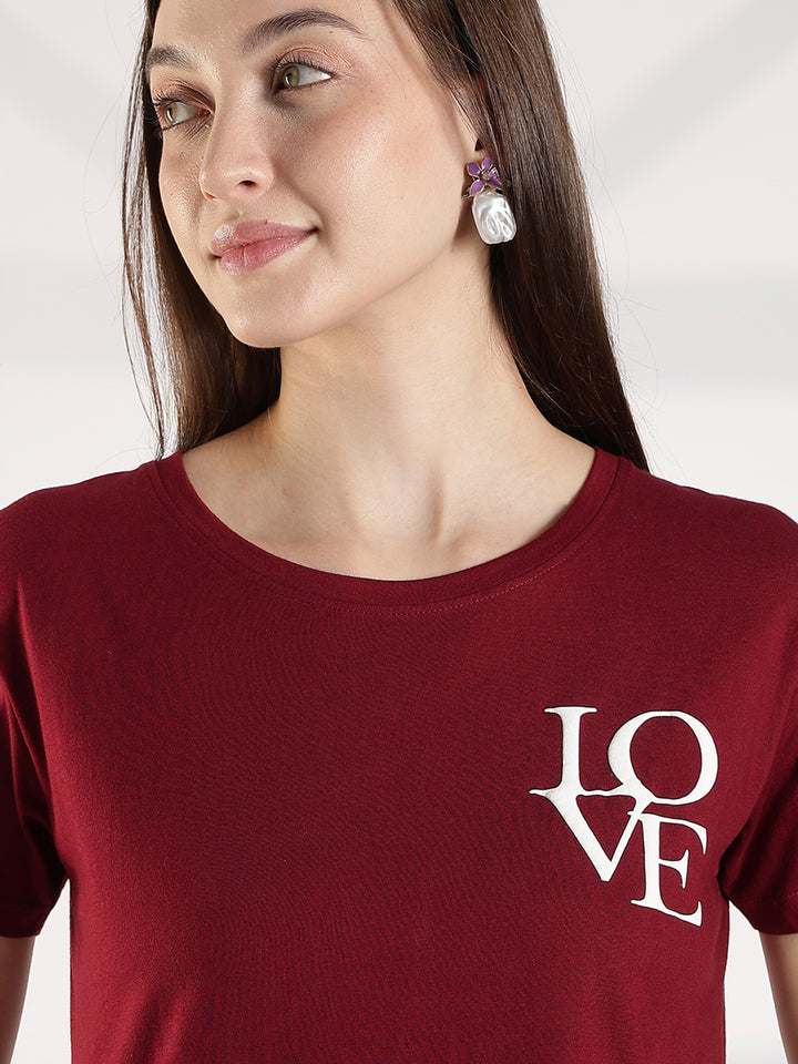 Maroon premium cotton long t shirt for women