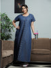 Denim Cotton Designer Nighty for Women with Spiral Puff Neck