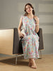 Sleeveless Bamboo Crush Cotton Floral Nighty for Women Florina Green