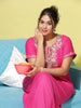 Raatrani Pink Alpine Designer Nighty - Stylish Comfort with Intricate Embroidery