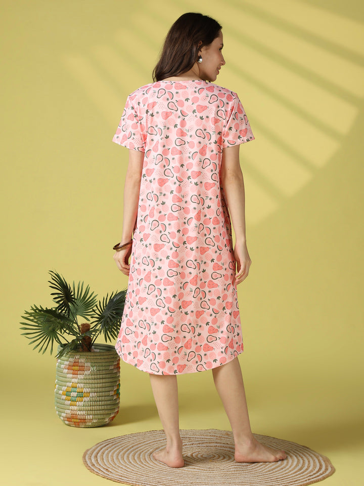 Gloss malai fruit print short night dress for women