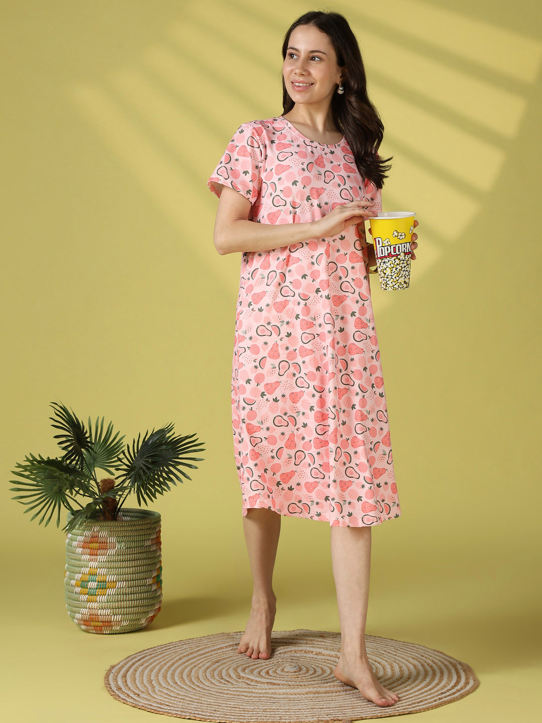 Gloss malai fruit print short night dress for women