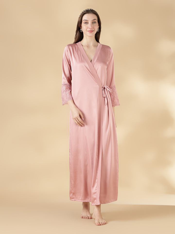 Dusty rose branded and best satin nighty with matching robe