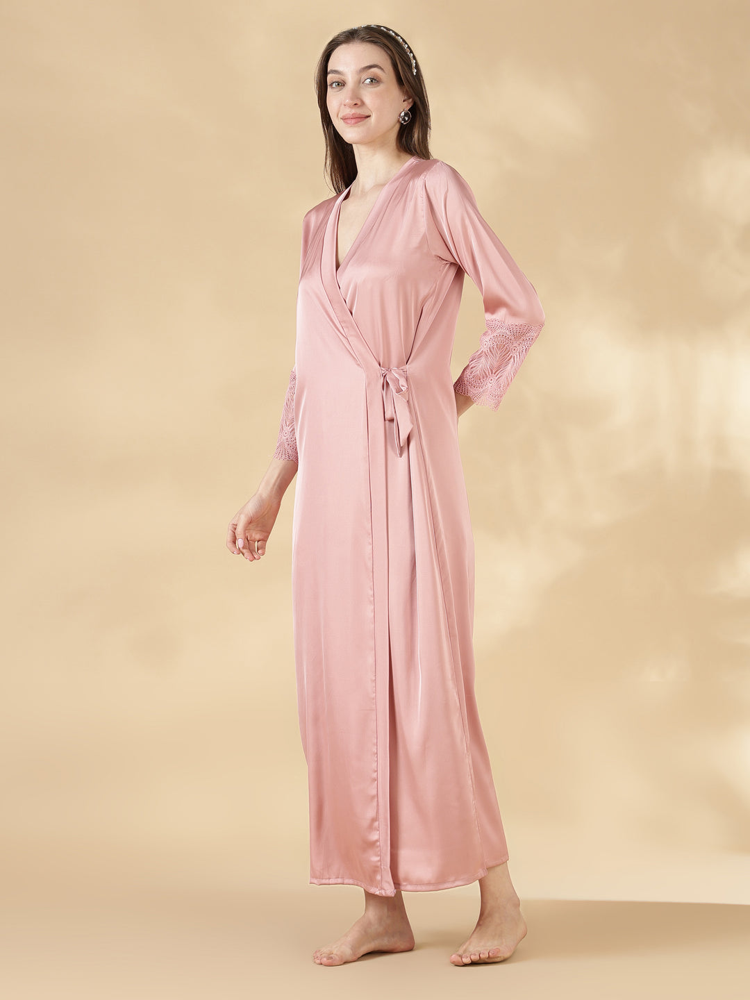Dusty rose branded and best satin nighty with matching robe