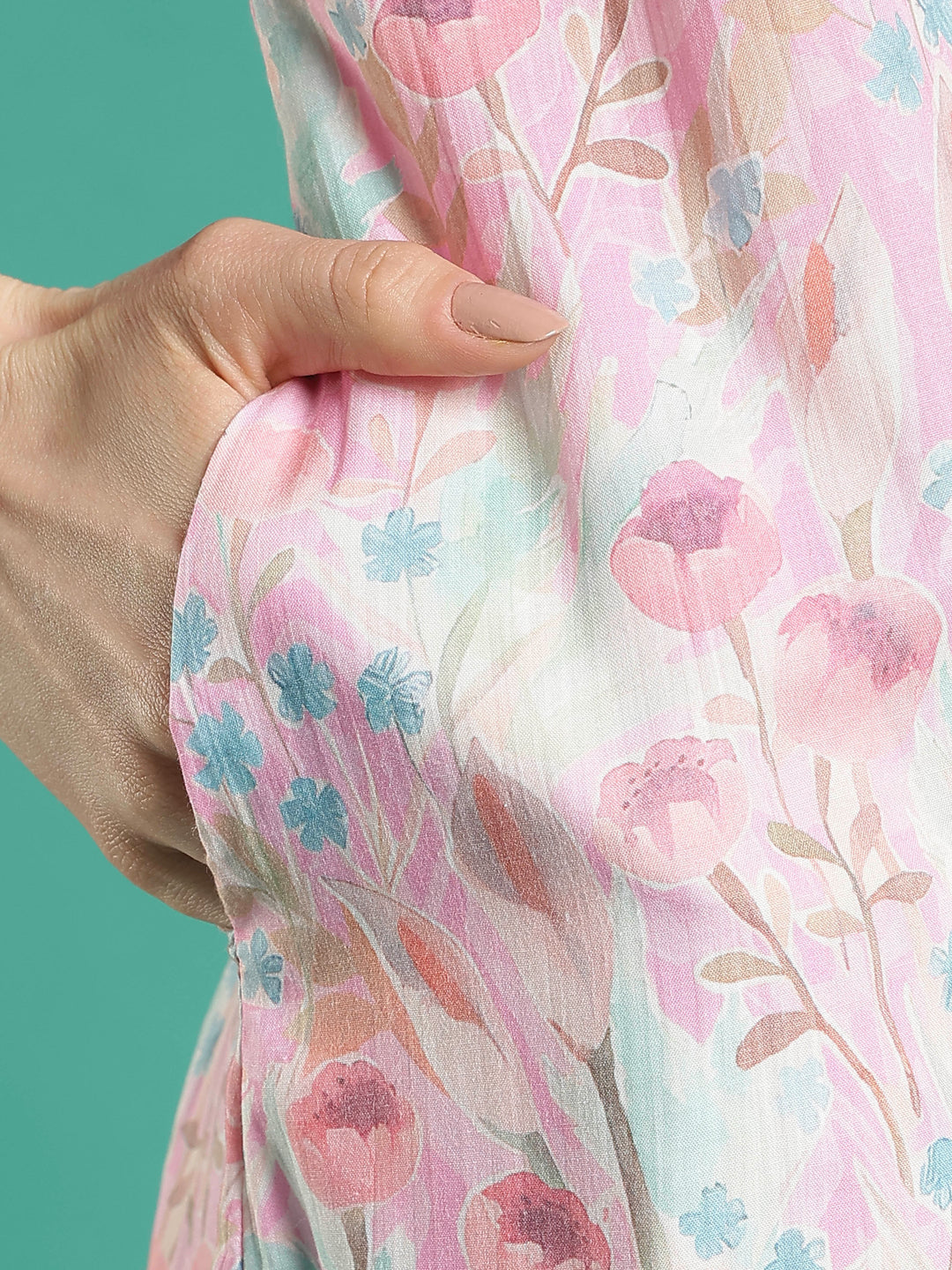 Pastel pink bamboo cotton sleeveless night dress for women