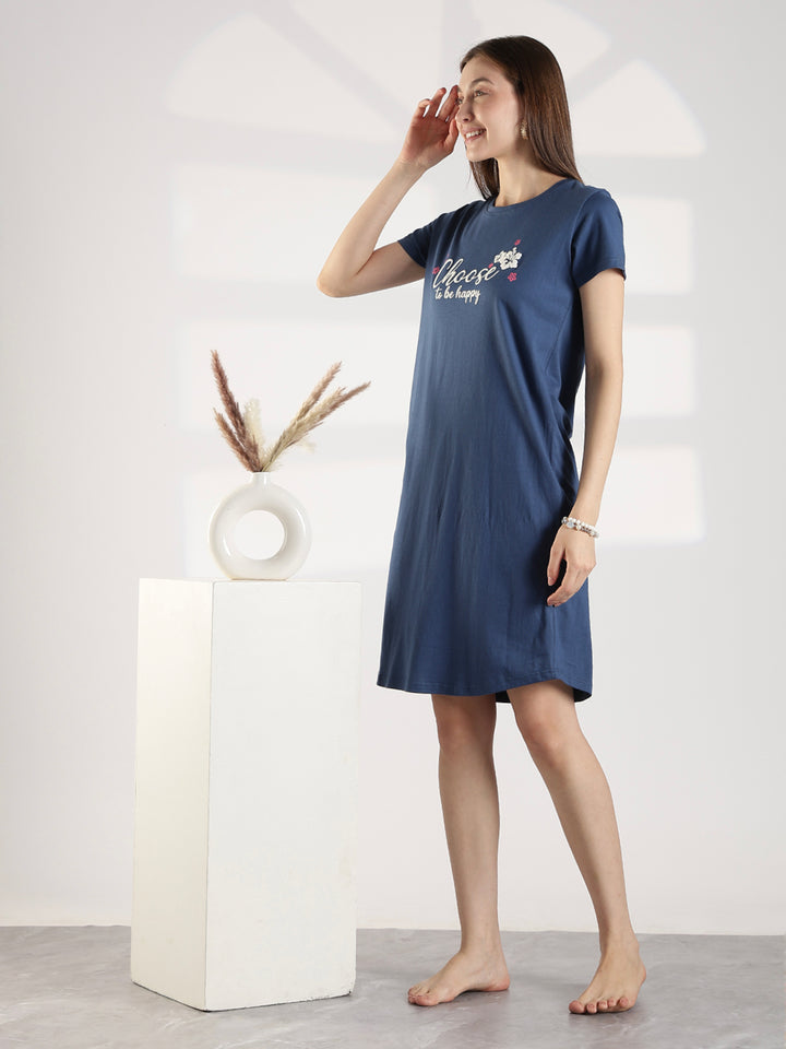 Denim blue best short nighty for women in india online