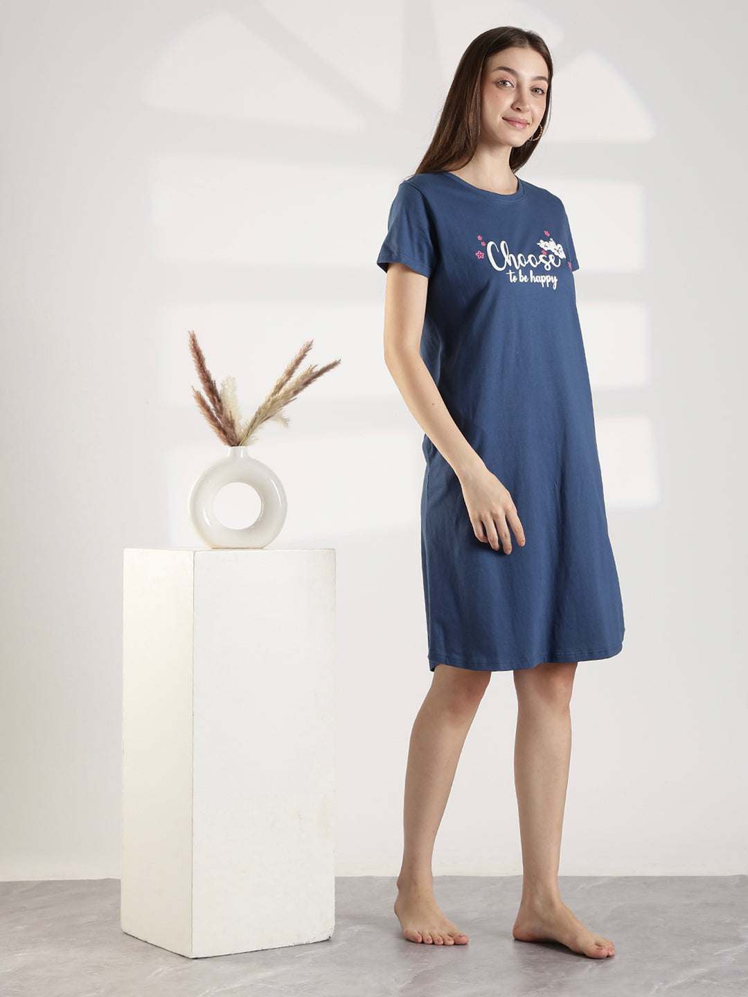 Denim blue best short nighty for women in india online