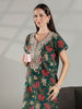 Green Floral 100% Pure Cotton Nighty for Women Elegant Relaxed Fit