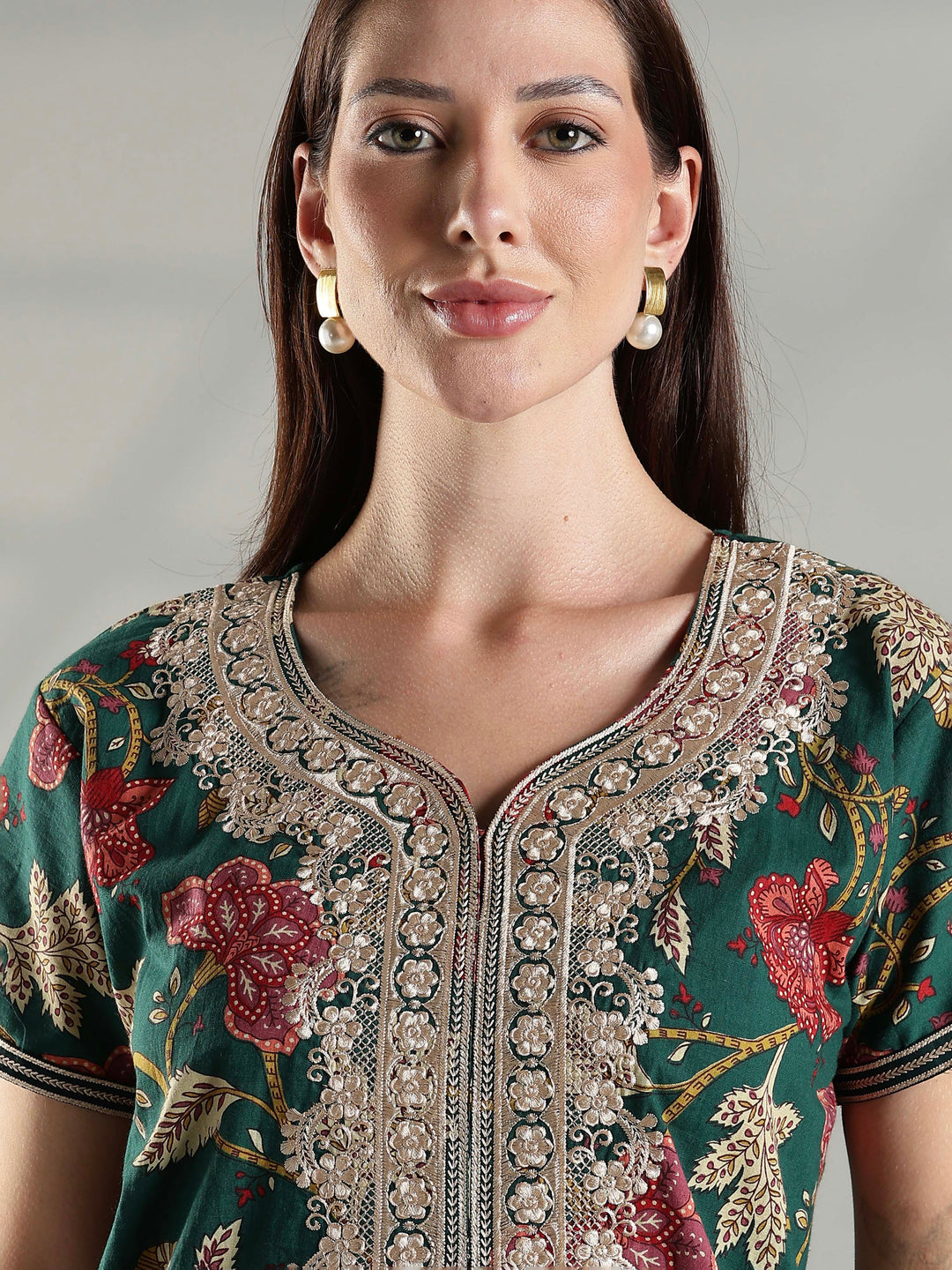 Green premium pure cotton nighty dress for women