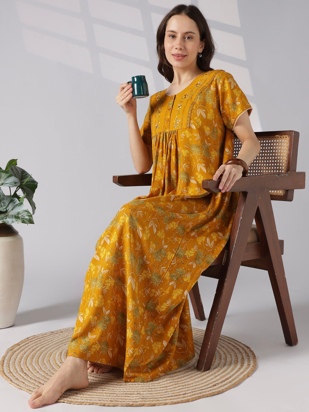 Botanical print alpine nighty for women online