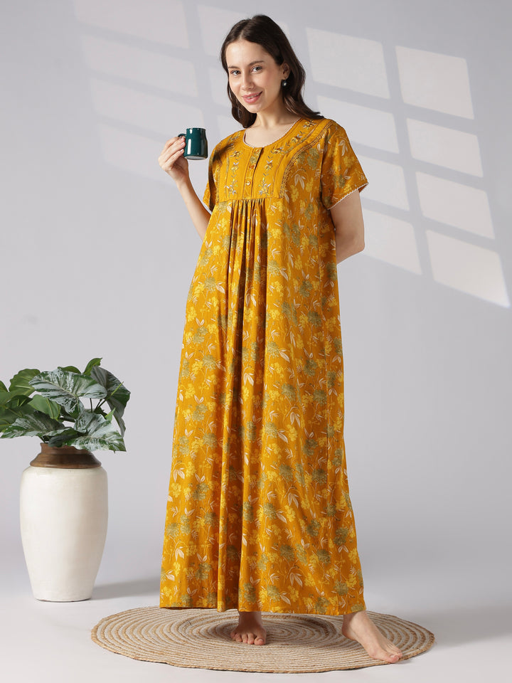 Botanical print alpine nighty for women online