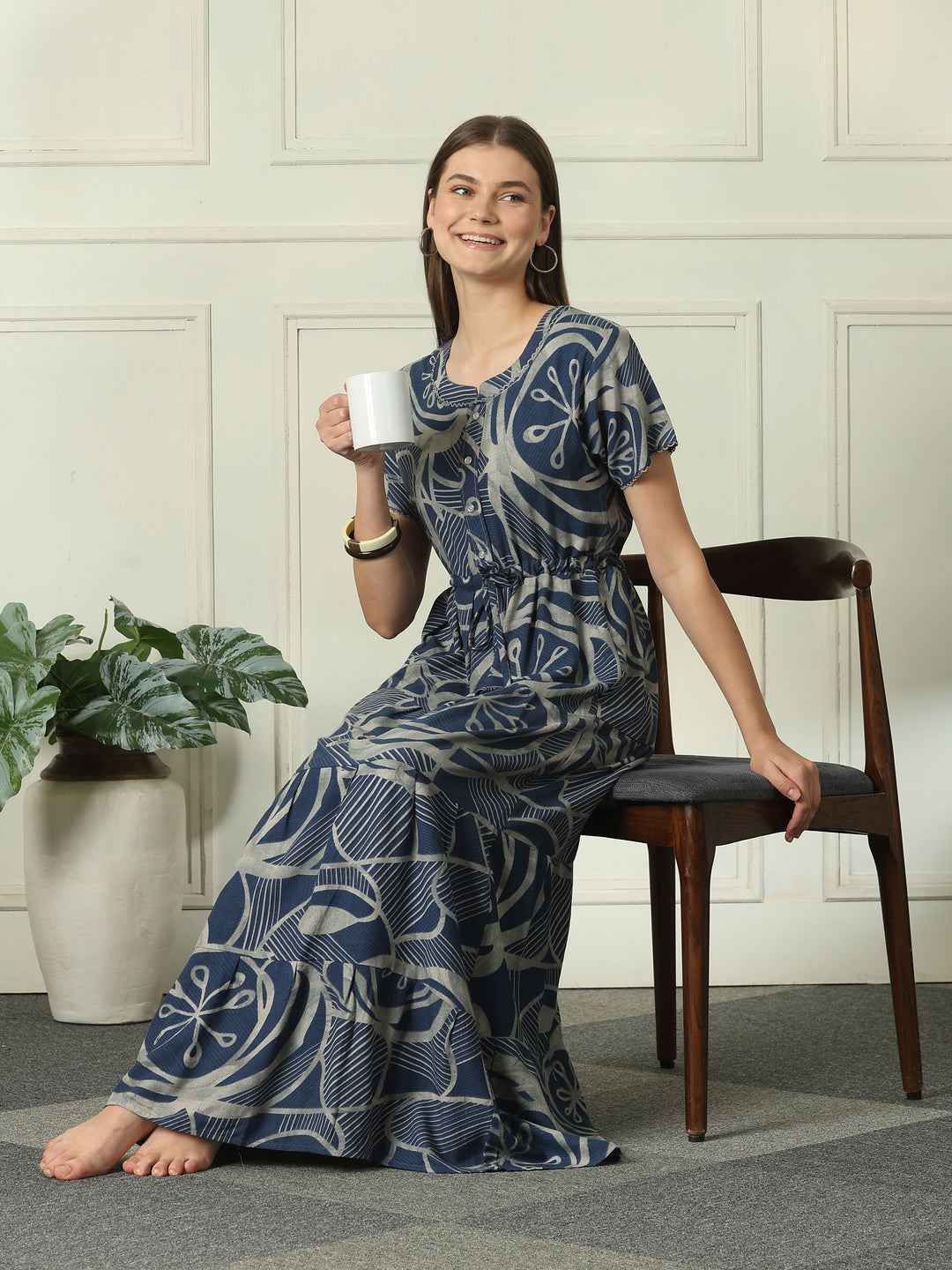 Alpine designer nighty for women with tiered hem online