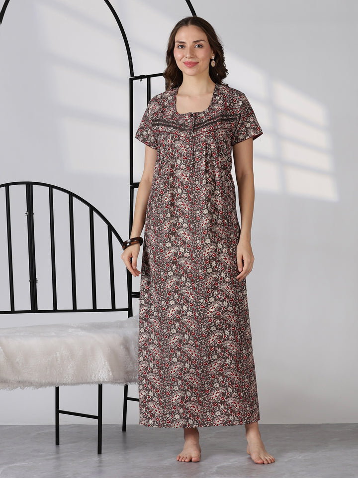 Paisley mink printed soft cotton nightwear for women