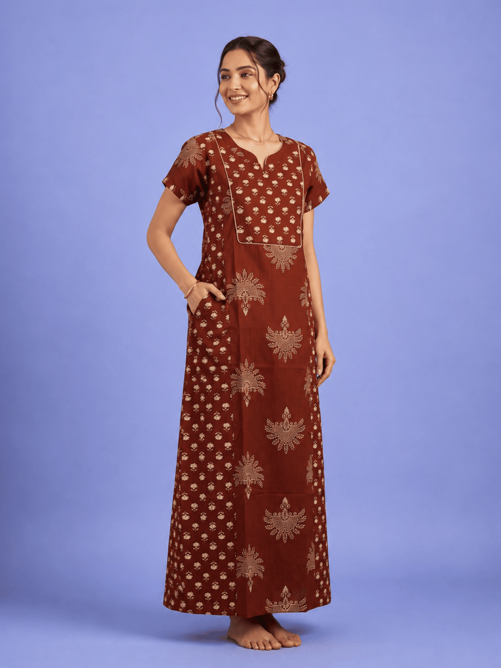 Pure cotton jaipuri designer nighty for women online