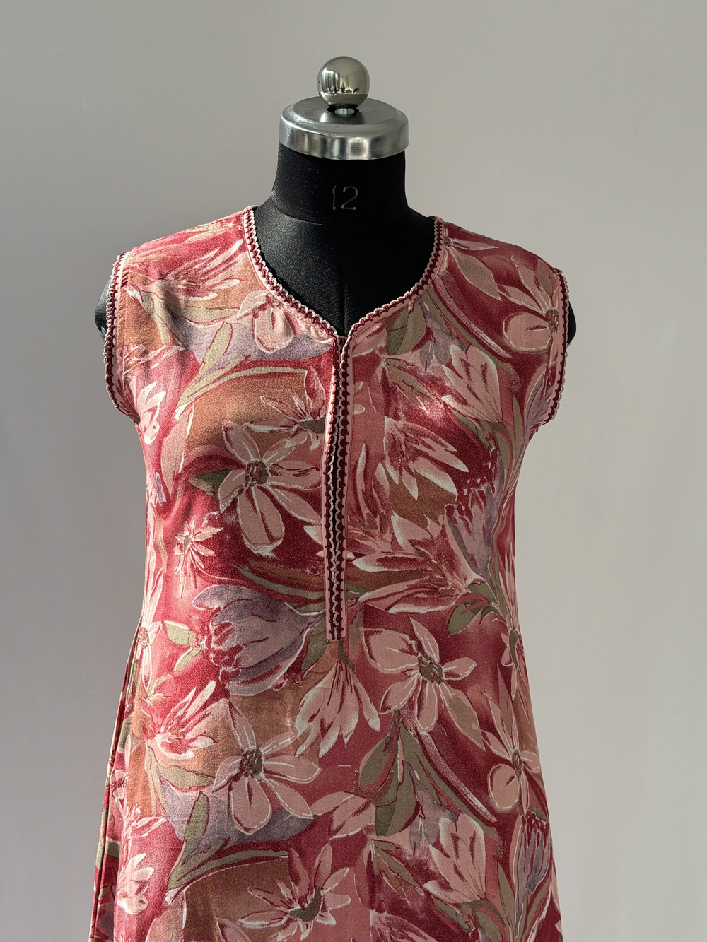 Elegant floral alpine nightdress for women in a soft blush print.