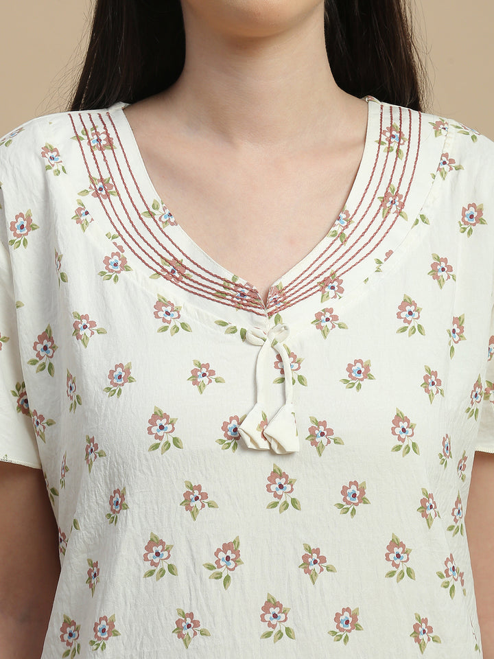 Vanilla buti print nighty for women in sizes m to xxl