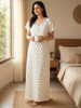 Buti Print Bamboo Feel Crush Cotton Nighty for Women Vanilla