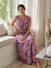 Alpine Mauve Oversized Floral Print Sleeveless Designer Nighty