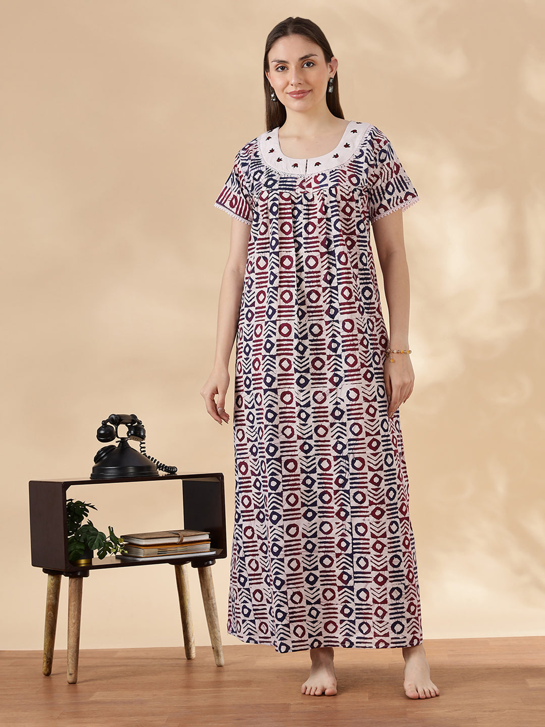 Original pure cotton batik print nighty for women