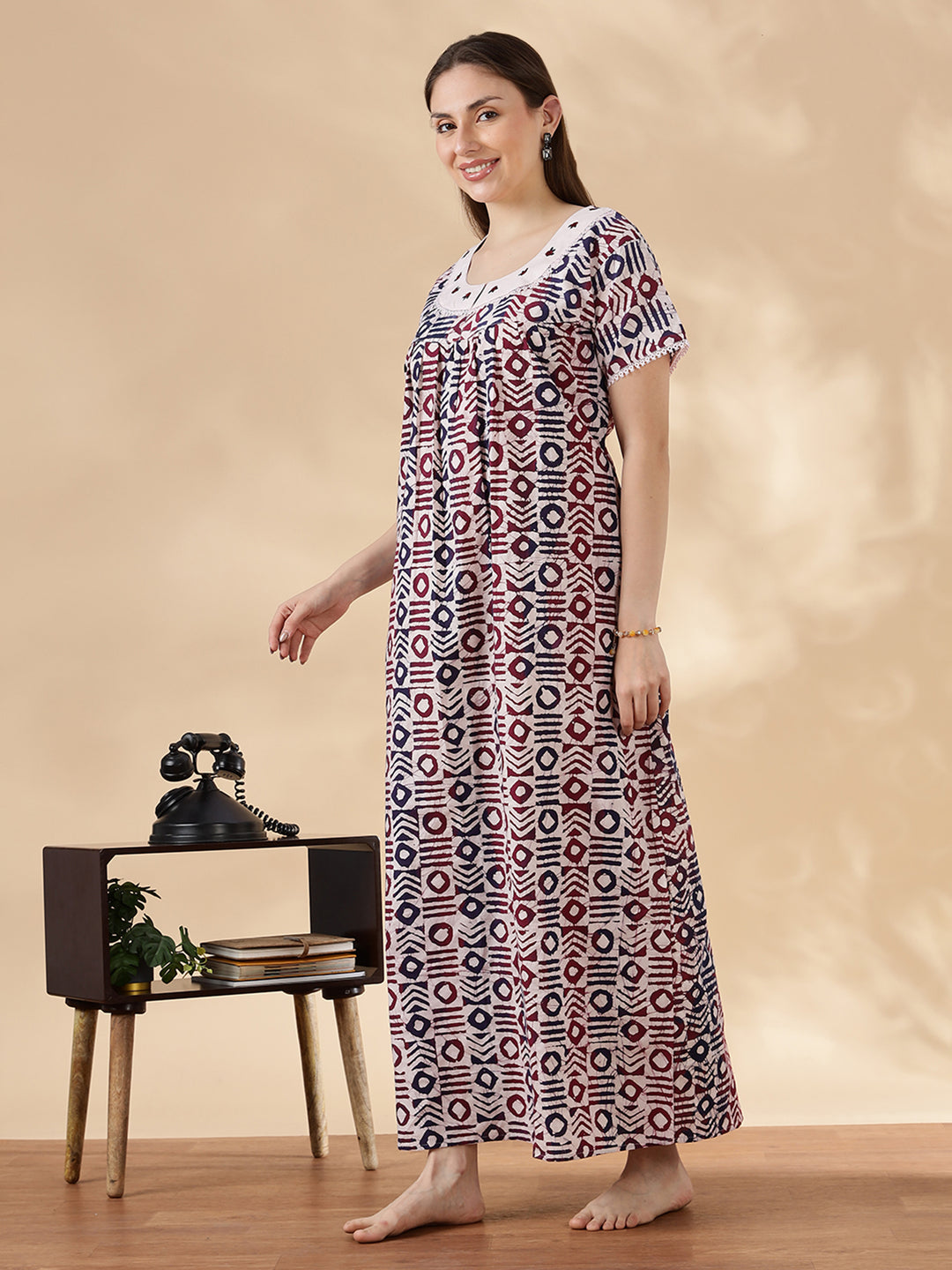 Original pure cotton batik print nighty for women