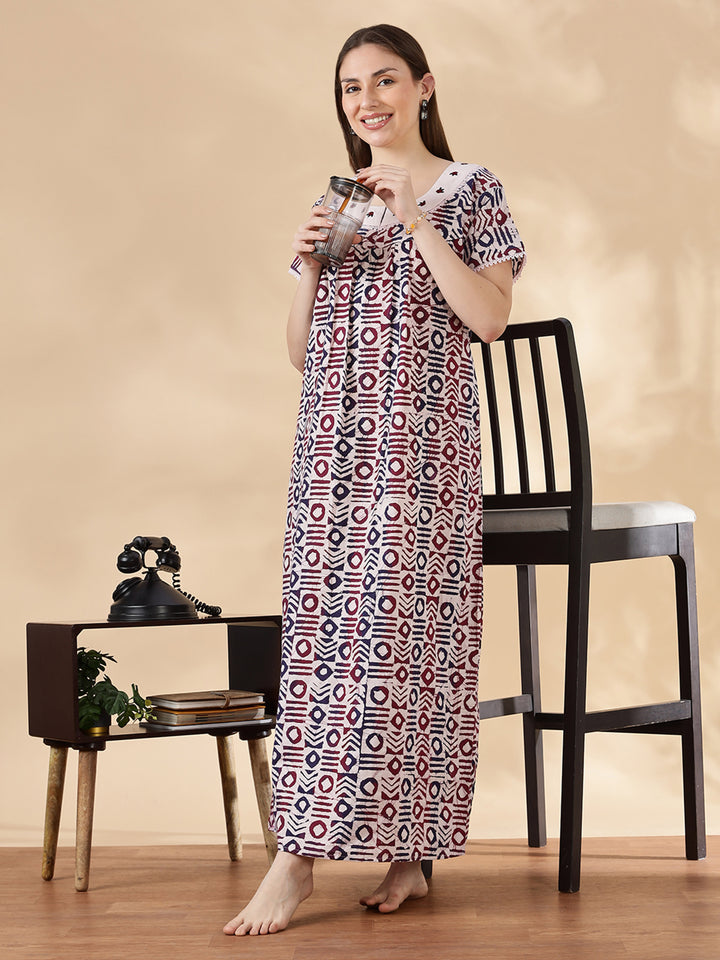 Original pure cotton batik print nighty for women