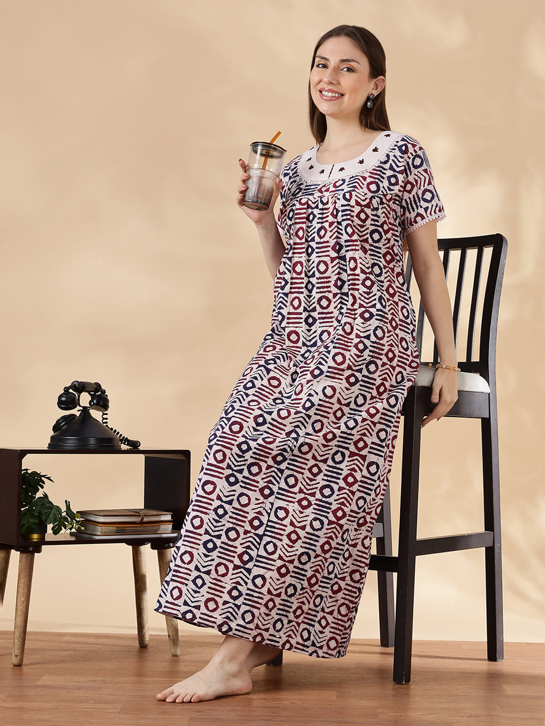 Original pure cotton batik print nighty for women