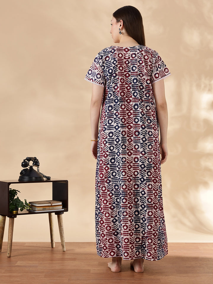 Original pure cotton batik print nighty for women