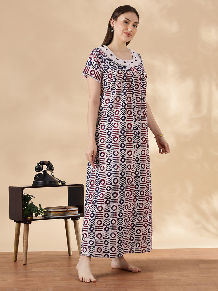 Original pure cotton batik print nighty for women