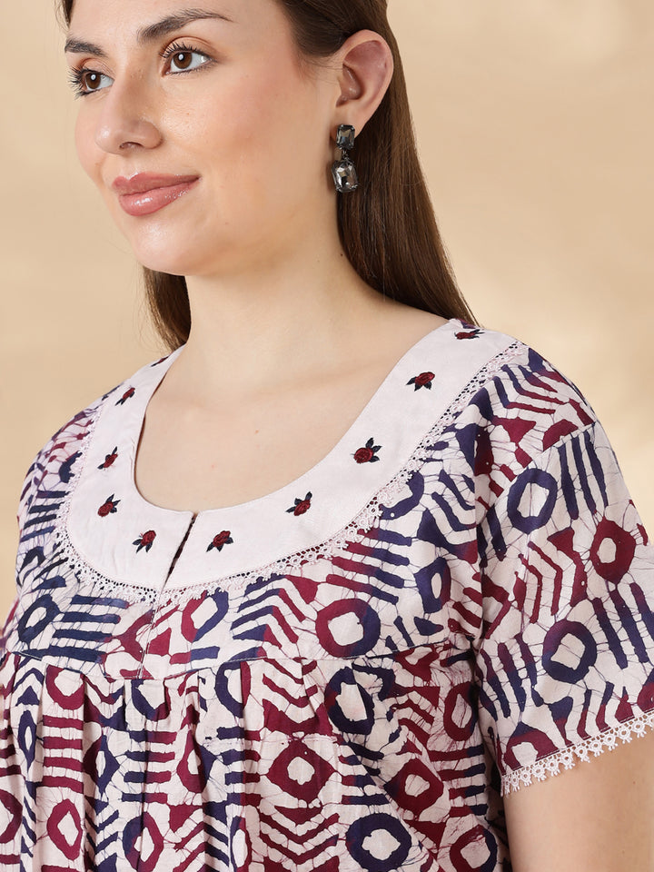 Original pure cotton batik print nighty for women