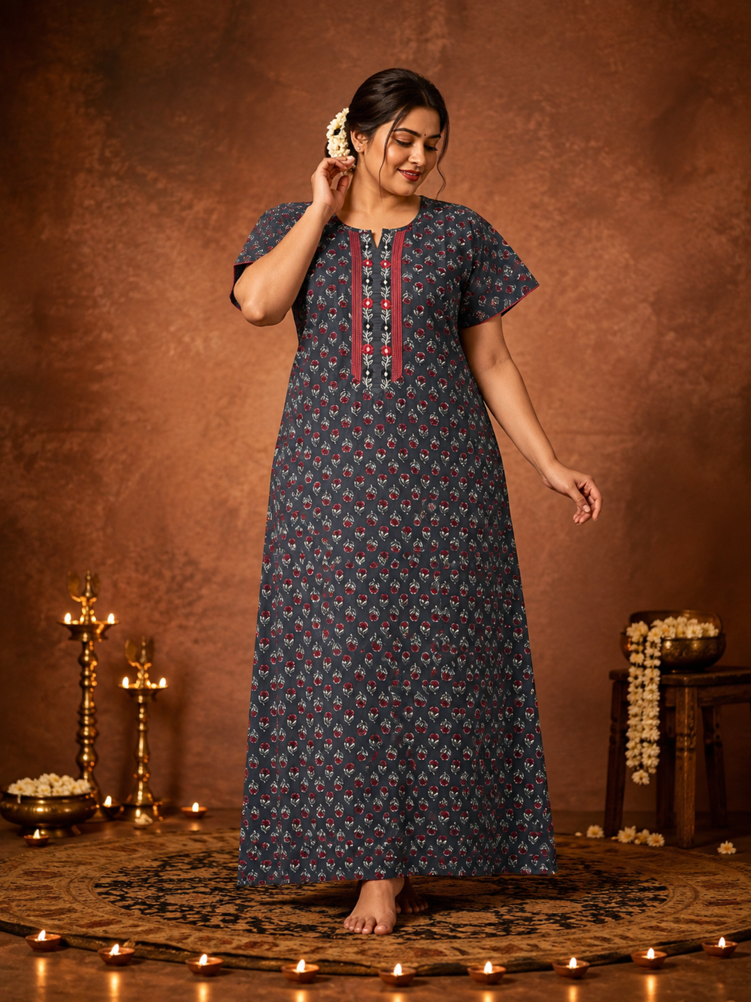 Breathable pure cotton nighty dress for women online