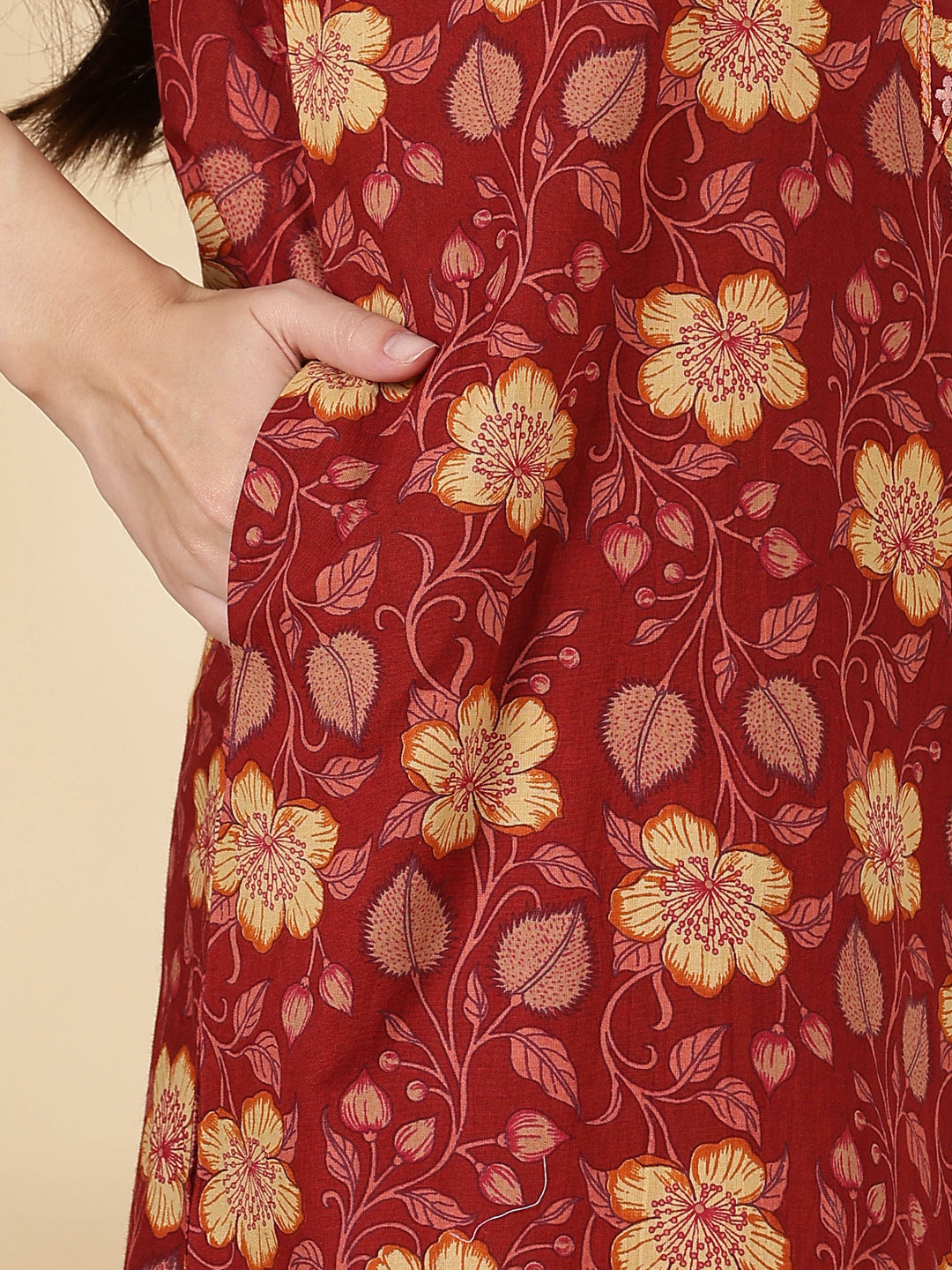 Rust floral 100% pure cotton womens nighty