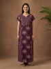 Jaipuri Print A Line Pure Cotton Nighty with Notch Neck