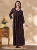 Alpine Floral Full Sleeves Nighty Purple Flower Comfortable Fit