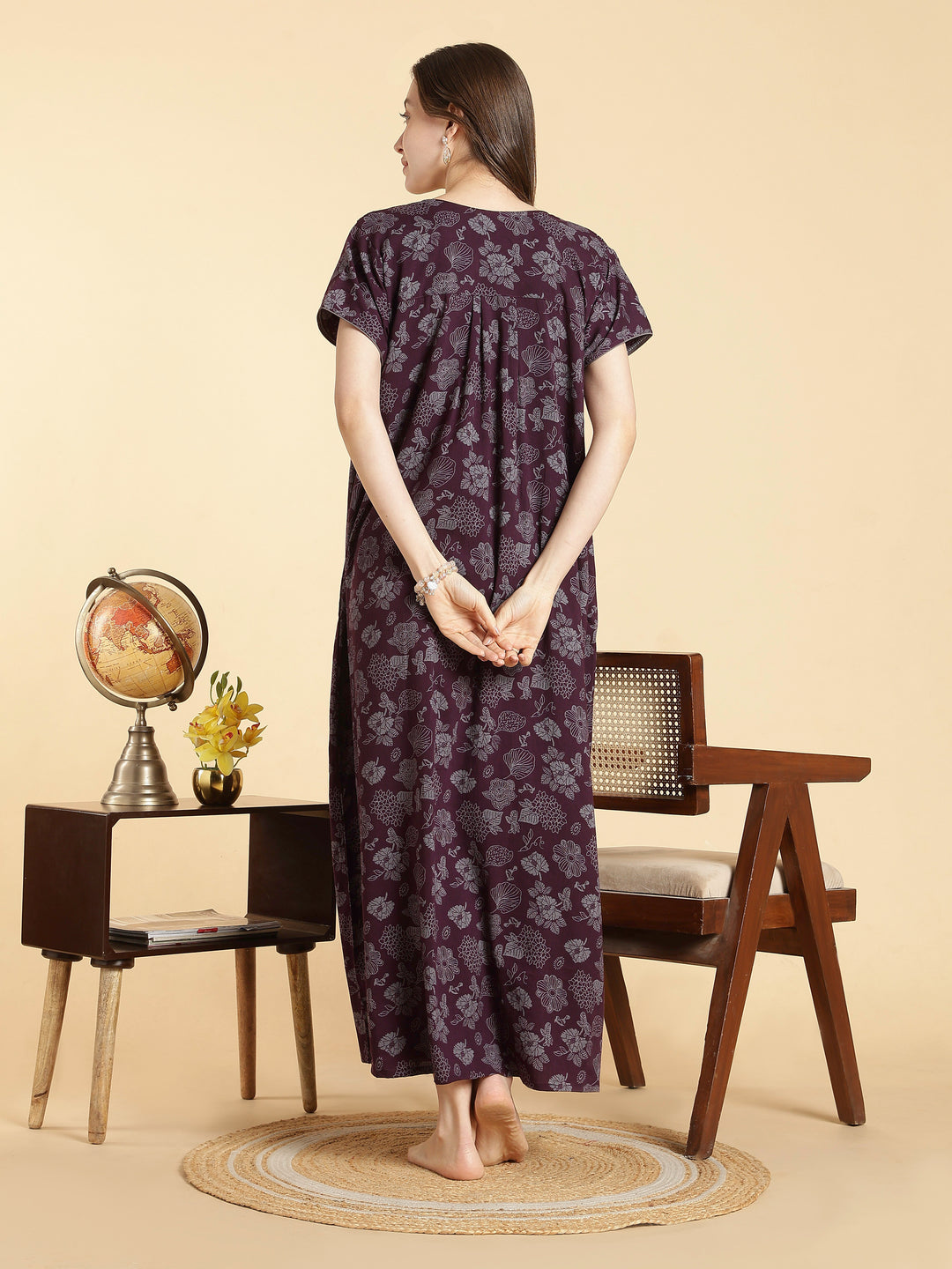 Serene purple crush cotton designer nightwear for women