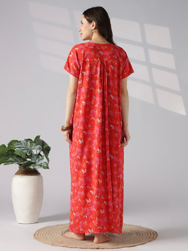 Pleated floral alpine nighty dress for women online