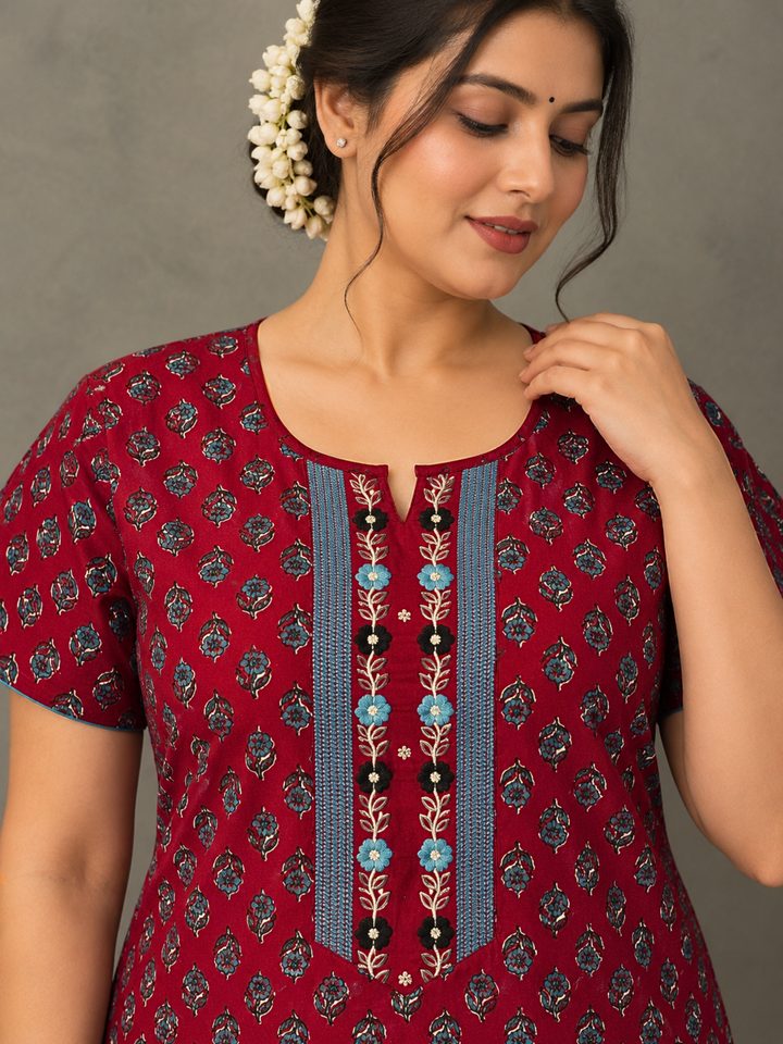 Pure cotton A line nighty for women with pocket online